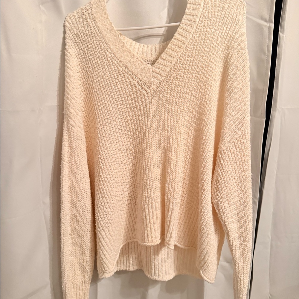 American Eagle Outfitters Cream V-Neck Sweater